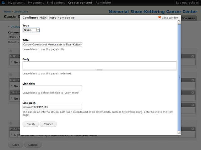 Example of MSK Panels Content Type