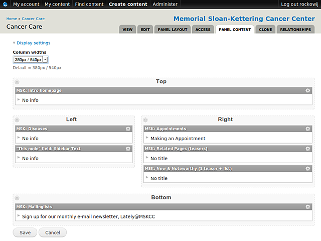 Example of MSK Panels Layout